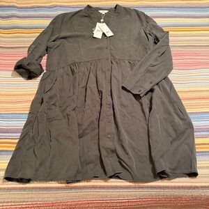 RIPE Maternity Demi Tencel Dress Olive Green Button Front Tiered XL